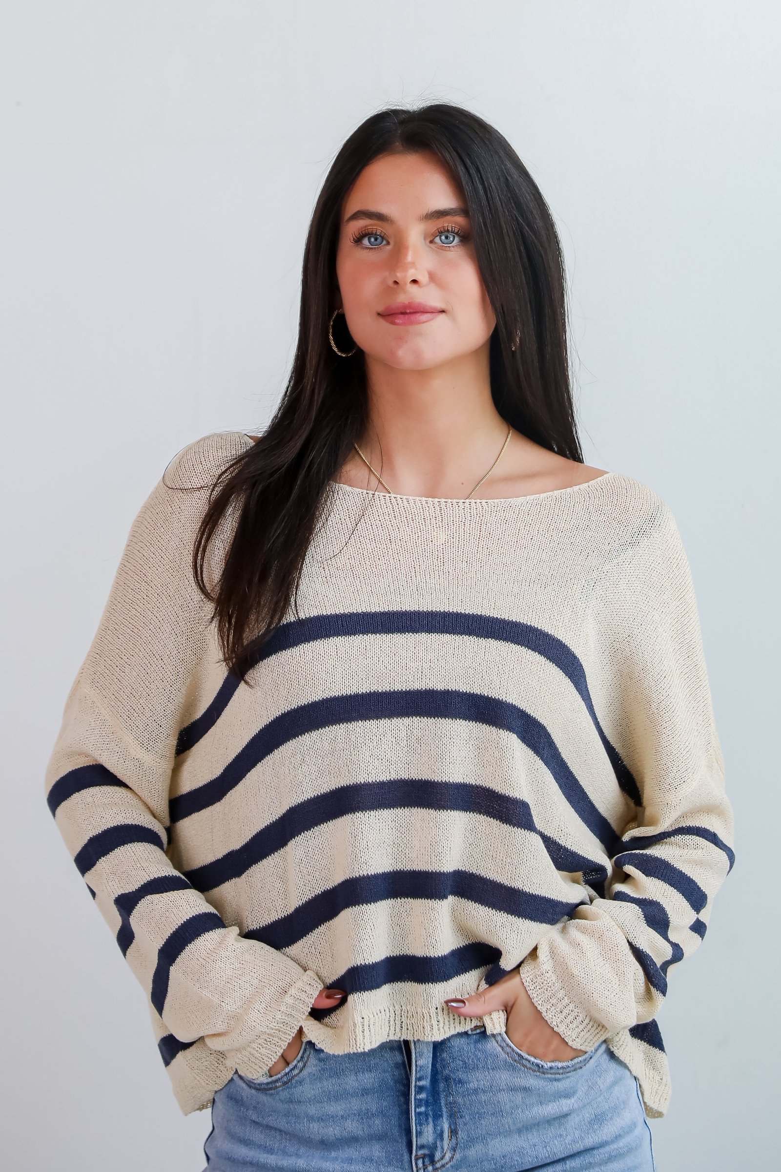 Stylish Promise Striped Lightweight Knit Sweater AE5