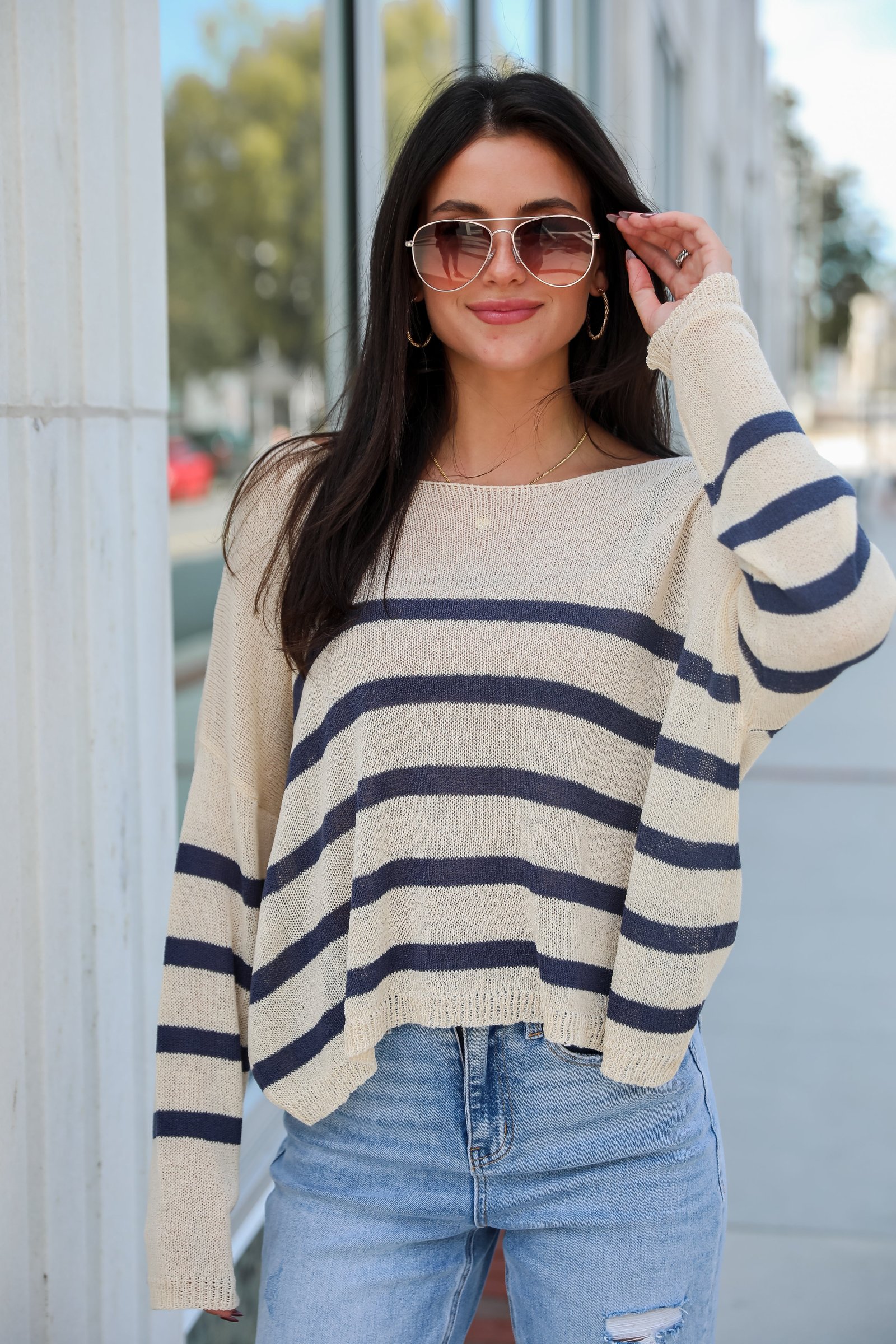 Stylish Promise Striped Lightweight Knit Sweater AE5