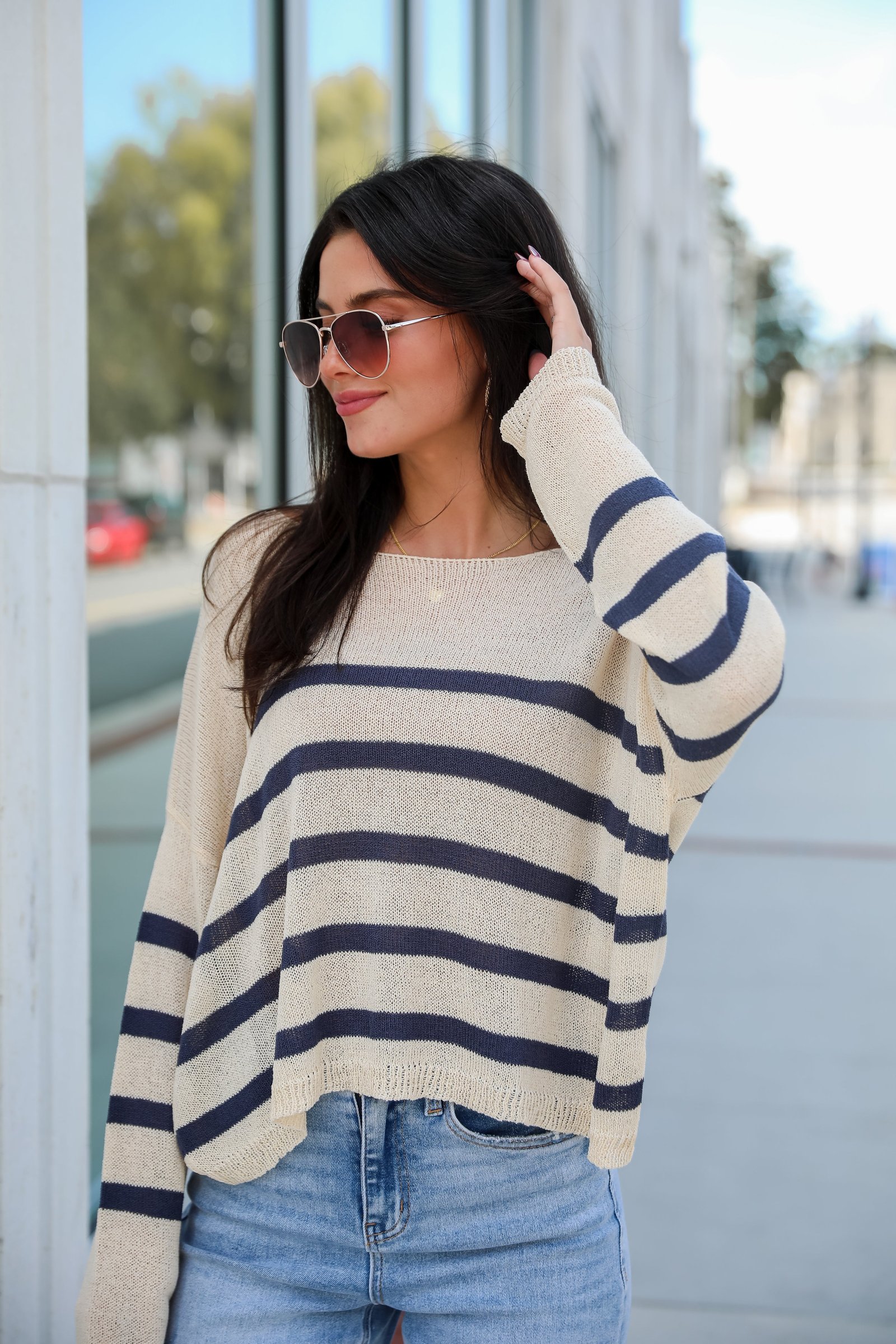 Stylish Promise Striped Lightweight Knit Sweater AE5