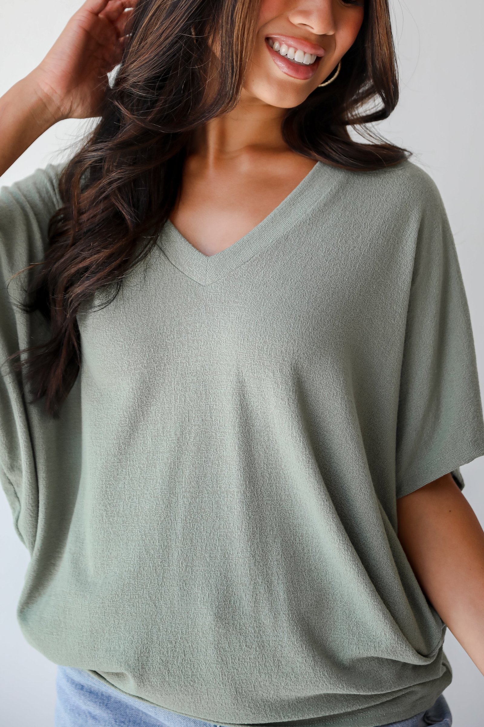 Lauren Olive Lightweight Knit Top AE18