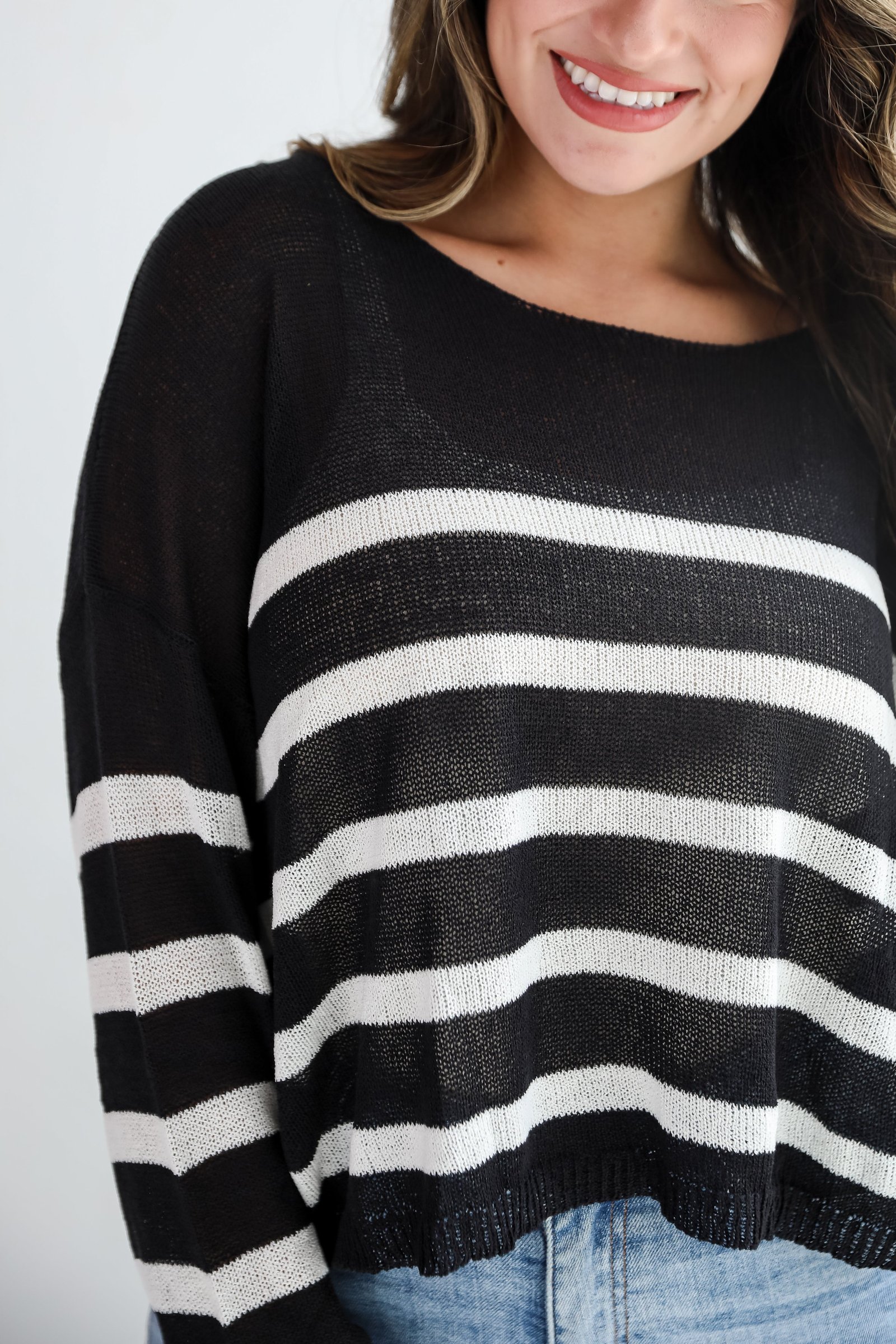 Stylish Promise Striped Lightweight Knit Sweater AE5