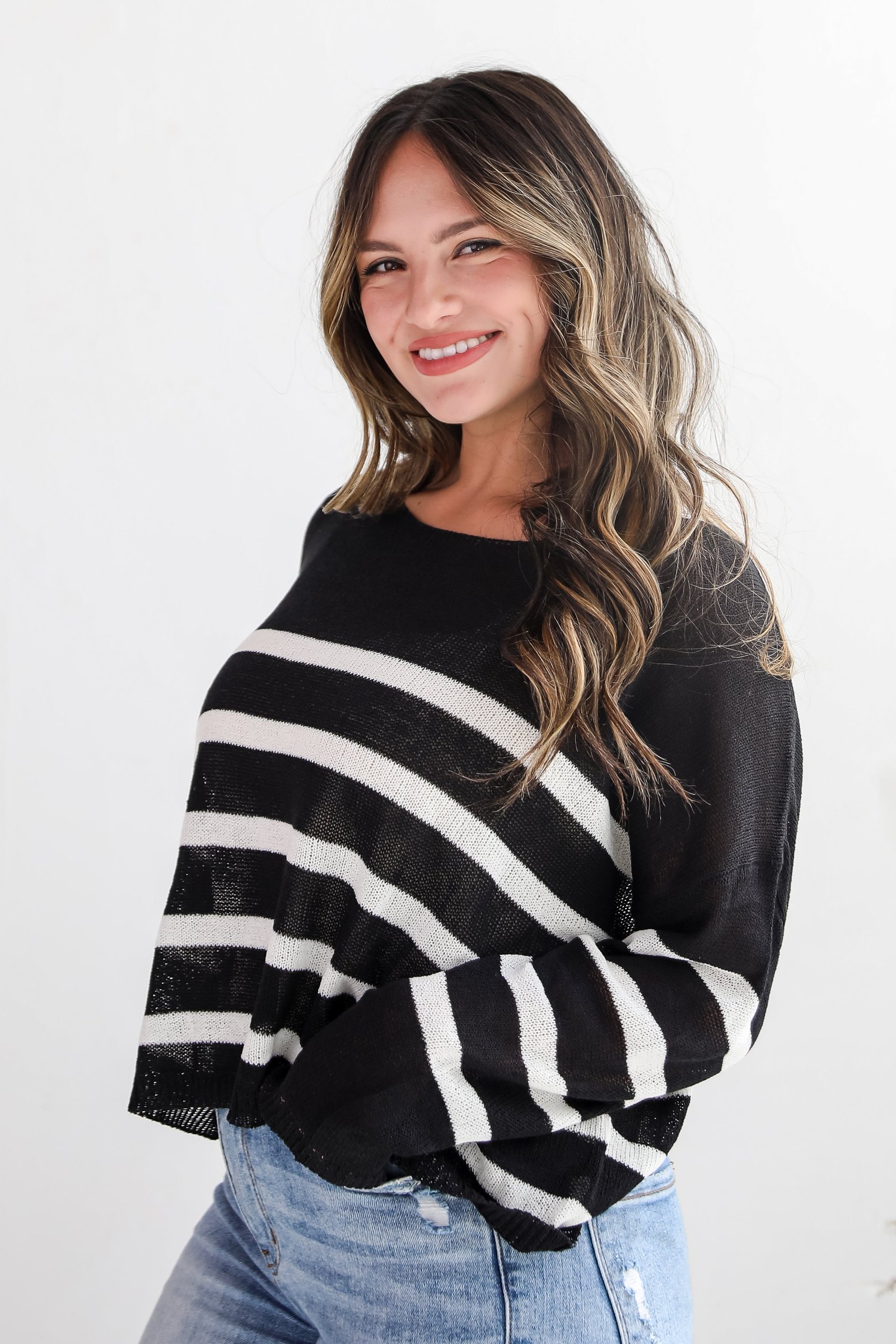 Stylish Promise Striped Lightweight Knit Sweater AE5