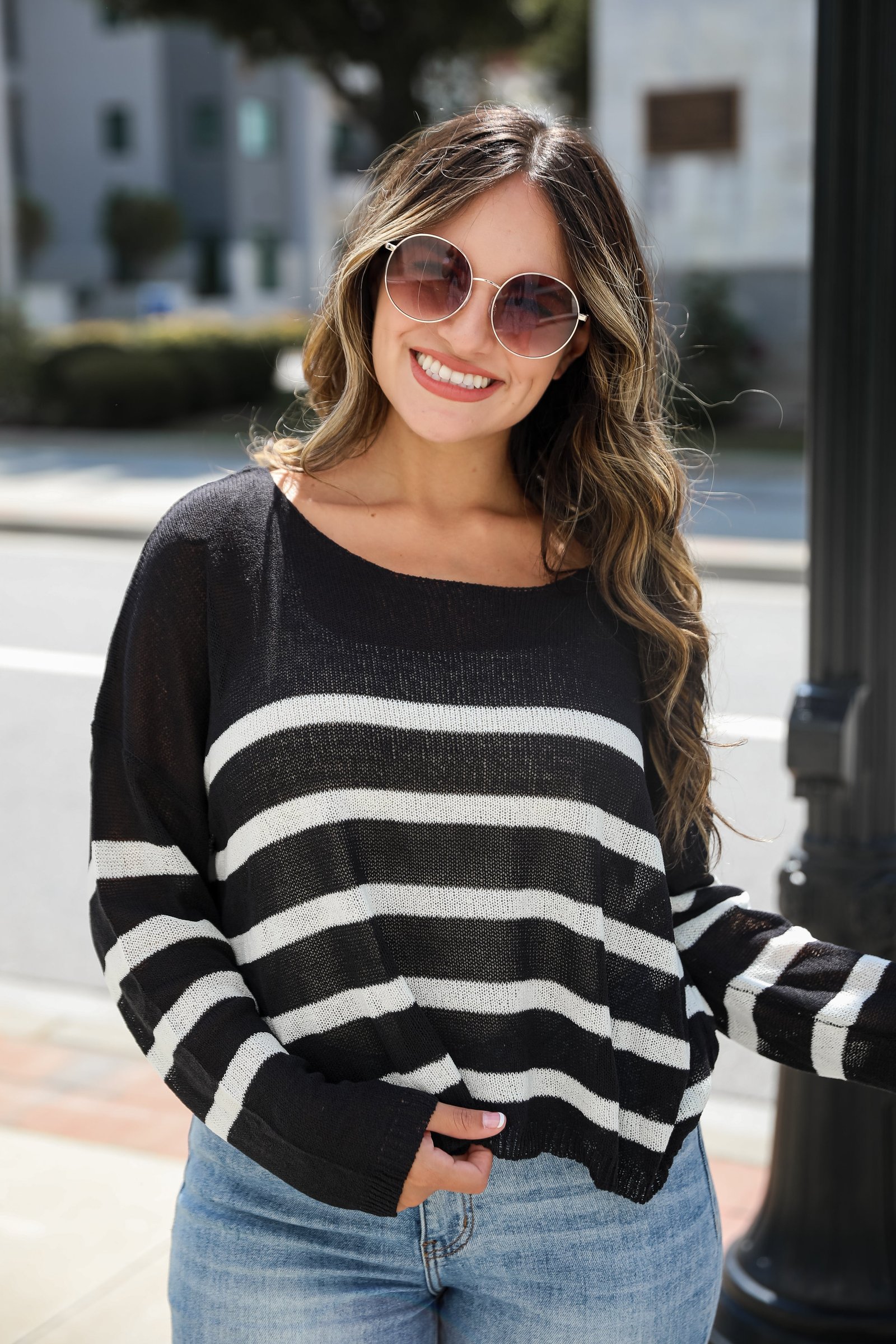 Stylish Promise Striped Lightweight Knit Sweater AE5