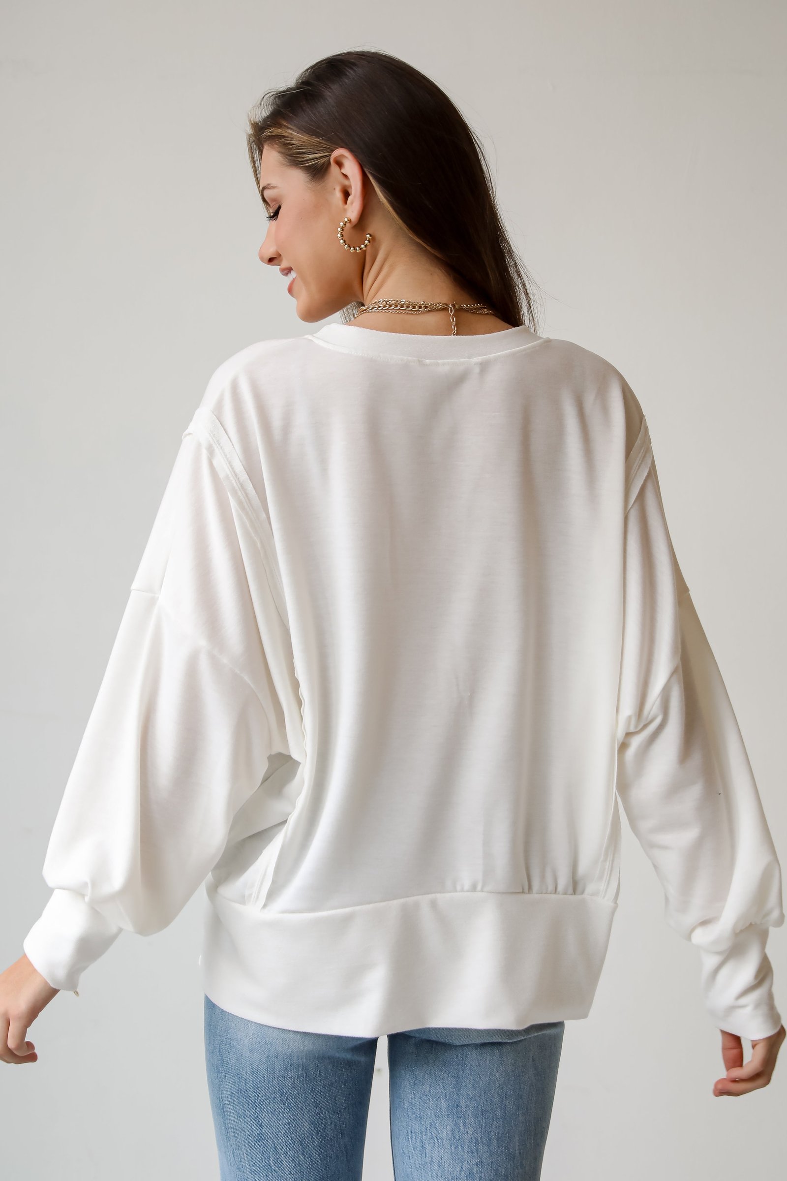 Comfy Fascination Ivory Oversized Pullover AE23