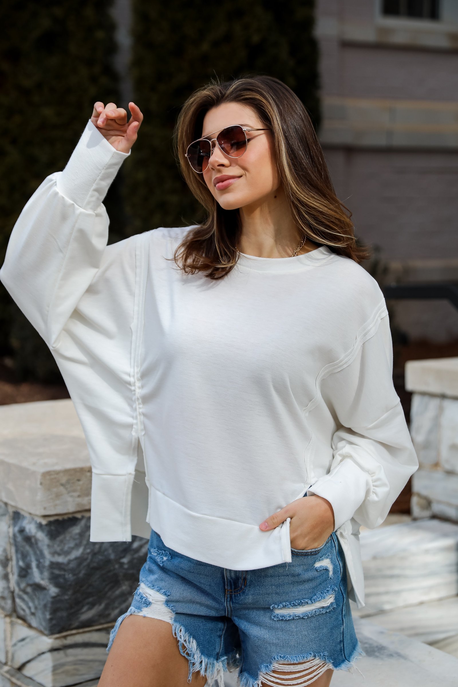 Comfy Fascination Ivory Oversized Pullover AE23